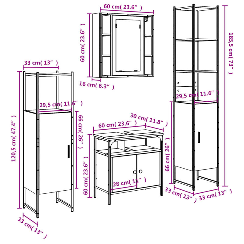 Abdulkarim Bathroom Furniture Suite, Black