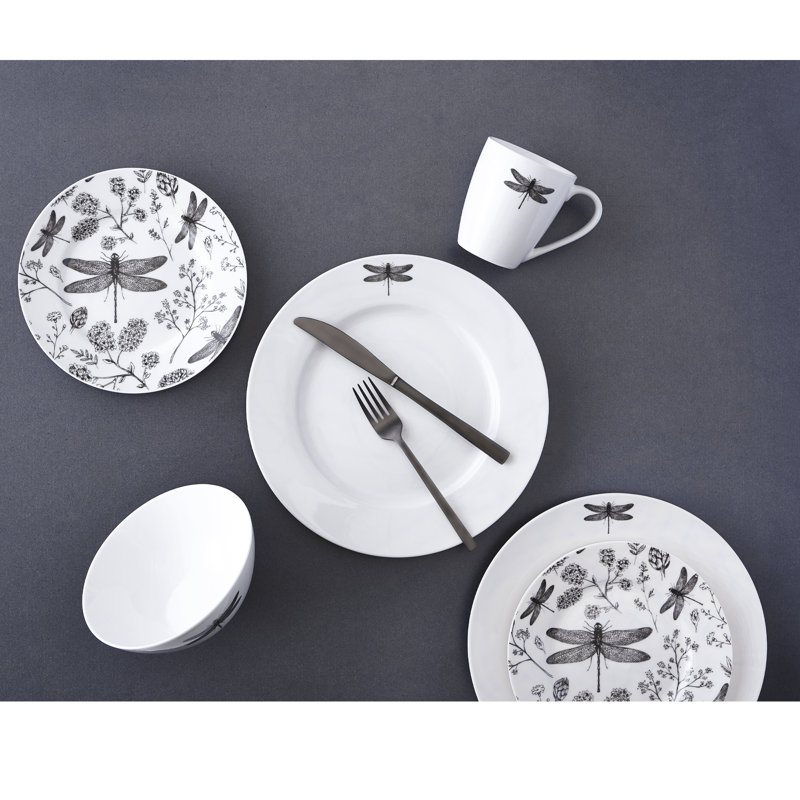 Honora 16 Piece Porcelain China Dinnerware Set - Service for 4