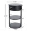 Table d'appoint ronde d'intérieur en métal à 3 niveaux avec armoire à porte coulissante - Noir mat-478872455
