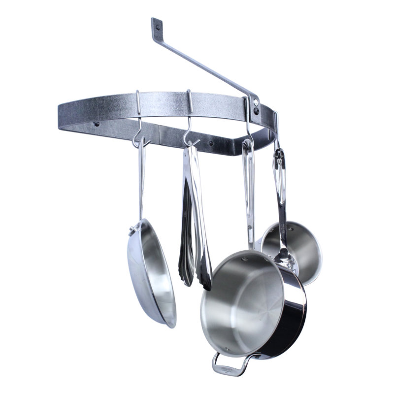 Premier Handcrafted Hanging Pot Rack, Hammered Steel