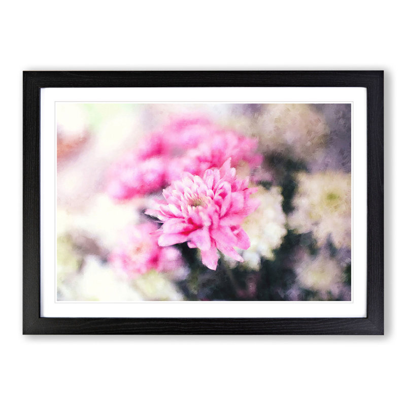Pink and White Flowers - Picture Frame Graphic Art, Black Framed, 36cm H x 48cm W x 2cm D