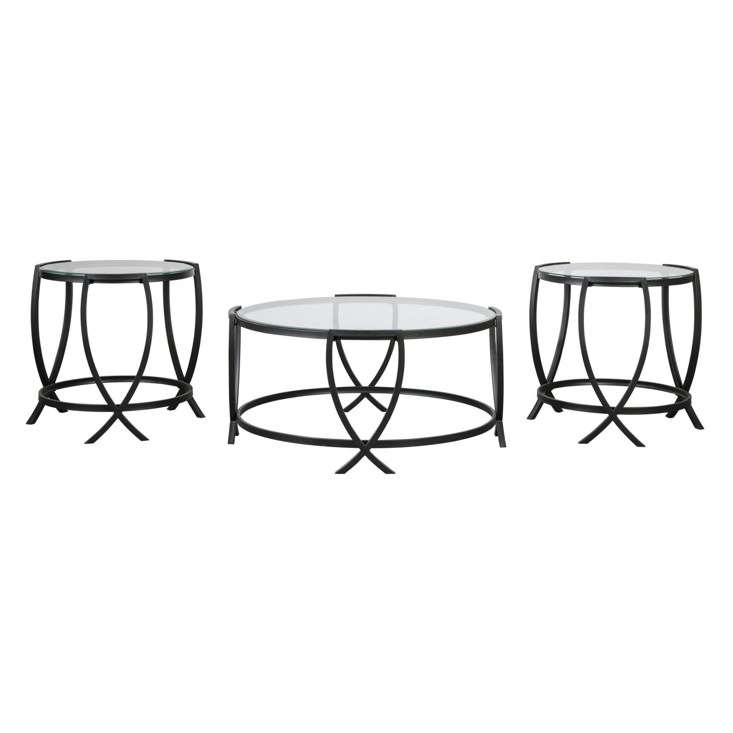Wildon Home® Kenji 3 Piece Glass Top Living Room Table Set Wayfair