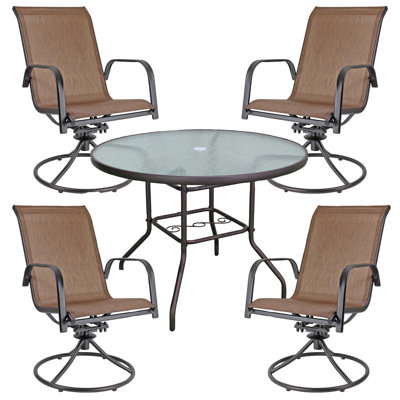 Folse 4 - Person Patio Dining Set Umbrella Hole Included Round Table