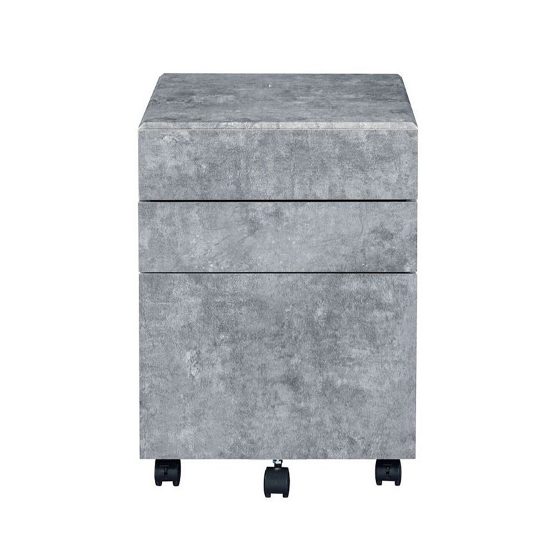 3-Drawers Storage File Cabinet With Caster Wheels Wooden Frame 1Pc Home Office Furniture