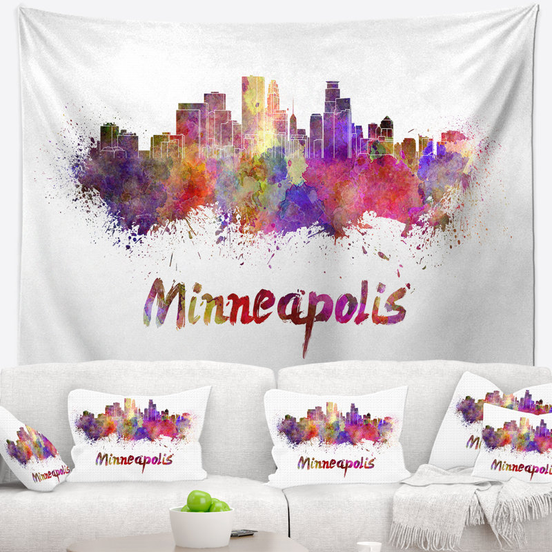 Tapisserie d'horizon de minneapolis Cityscape, H 68 po x l 80 po
