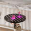 Table basse ronde de 34 pouces avec lumières, base en acier noir mat et plateau en verre, table de pub moderne pour la cuisine ou le bistro