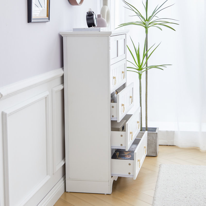  Commode 5 tiroirs Alesha, Blanc
