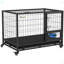 Heavy Duty Dog Crate With Bowl Holder, Strong Steel Dog Crate With Wheels