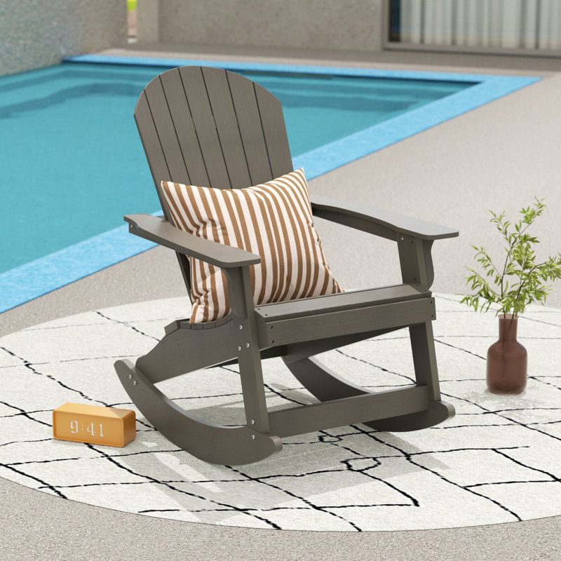 Chaise berçante d'extérieur en poly, Gris anthracite