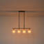 Lustre linéaire Modern Farmhouse - Structure en simili grain de bois avec abat-jour en verre rayé pour îlot de cuisine