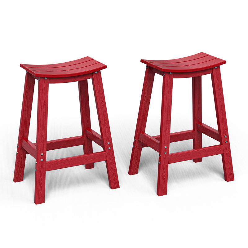 Wood-Look HDPE Bar Stool, Red
