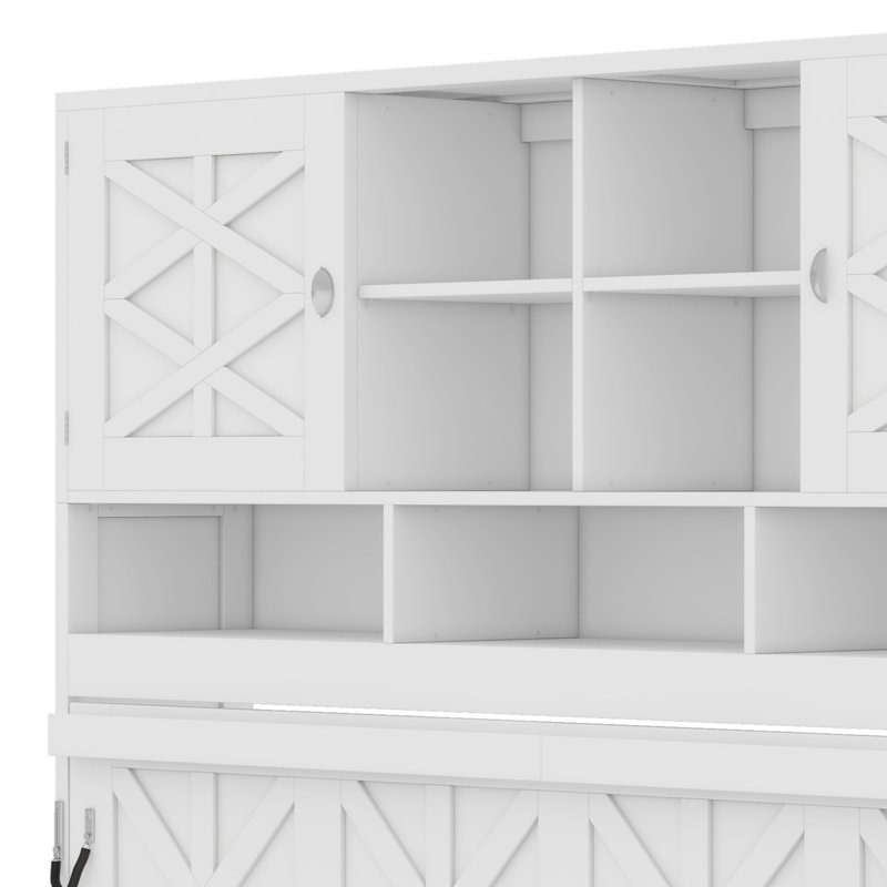 Lit escamotable avec grand espace de rangement et rayures