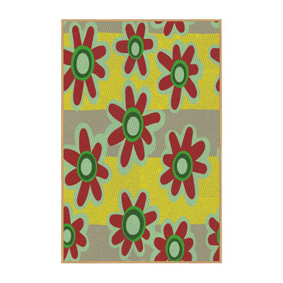 Tapis jaune/rouge/vert à motifs