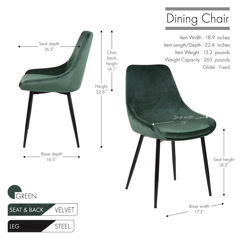 Rocio Upholstered Dining Chair, Green