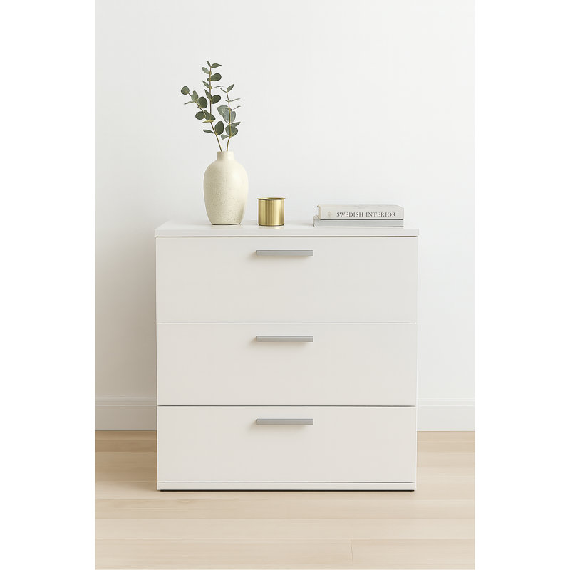 Commode modulaire à trois tiroirs en blanc