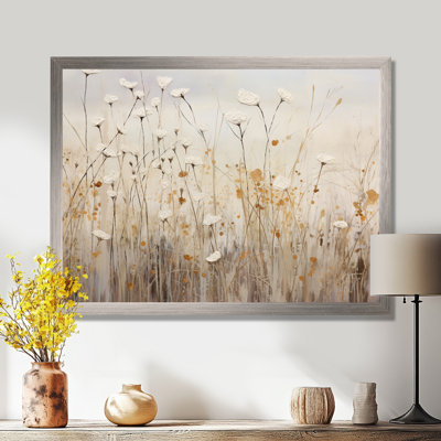 Beige Wildflowers Floral Fantasy On Canvas Print