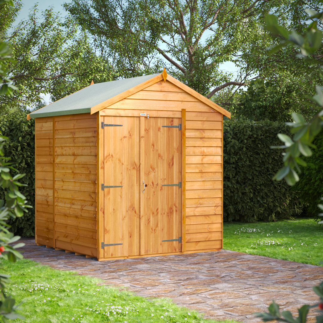 Powersheds 6 x 6ft Timber Overlap Windowless Apex Garden Shed, Double Doors