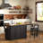 Kitchen Island With Extendable Dining Table, 3 Drawers, Power Outlet, Spice Rack And 2 Door Cabinet-249575514