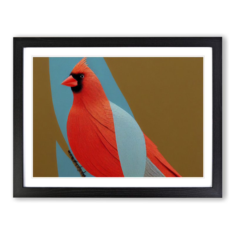 Cardinal Bird Vol.2 - Single Picture Frame Print, Black Framed, 46cm H x 64cm W x 2cm D