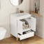 Évier combiné de 24 pouces, armoire avec 2 portes et 1 tiroir, système à clous doux, conception sans poignée, pieds en bois massif naturel, cuve en céramique, assemblage facile, blanc brillant