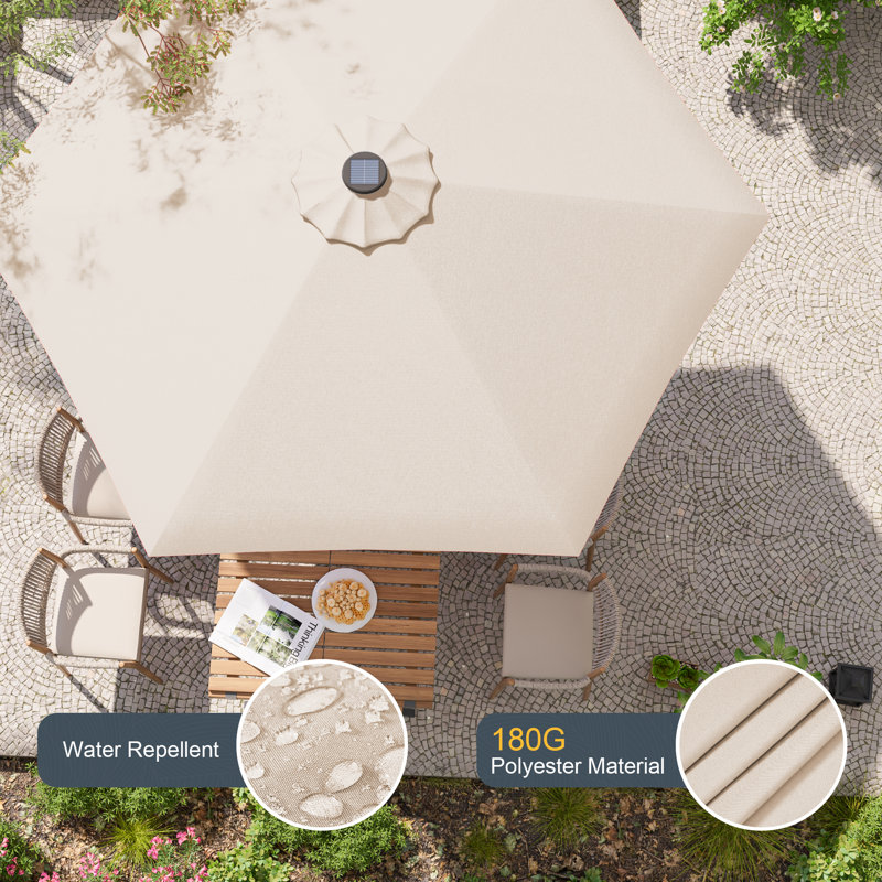 Parasol de marché éclairé Elbe, Beige