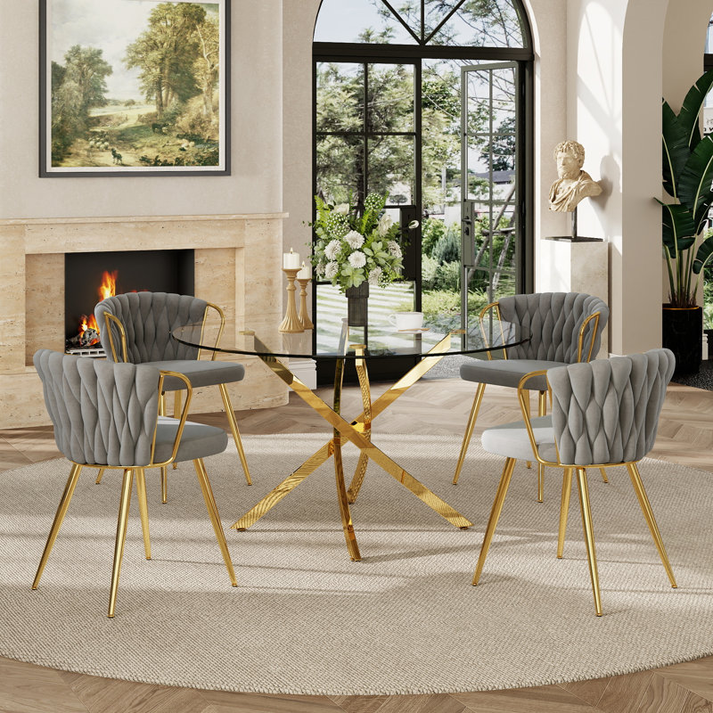 Ensemble de salle à manger 5 pièces, H 29,5 po x L 47,24 po x l 47,24 po, Gris