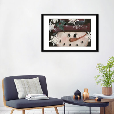 «Winter Time Snowman», reproduction d'art murale, papier d'art encadré