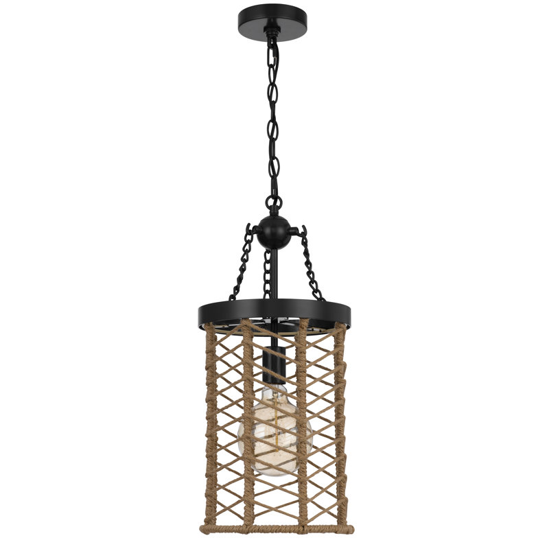 Luminaire suspendu en toile de jute 60W avec cage à cylindre et chaîne 72 pouces Lillington