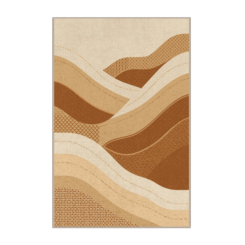 Tapis marocain d'inspiration mondiale lavable à la machine Peksenak - reliure beige, 3 X 5