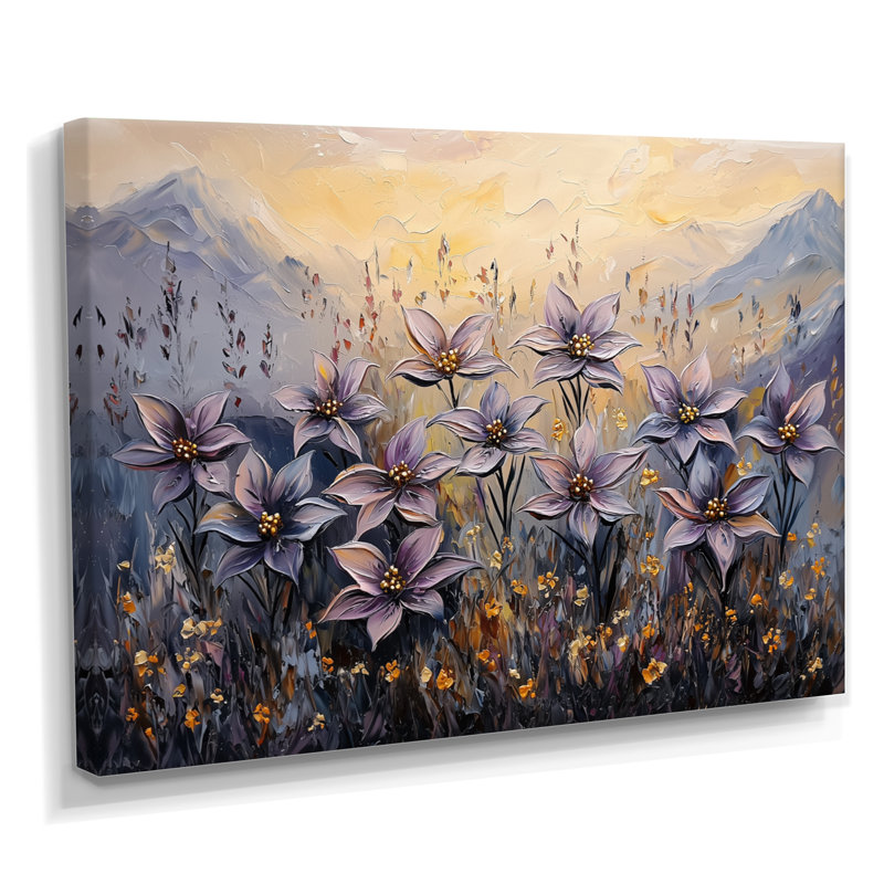 Maricela - art mural floral, H 12 po x l 20 po, Toile tendue