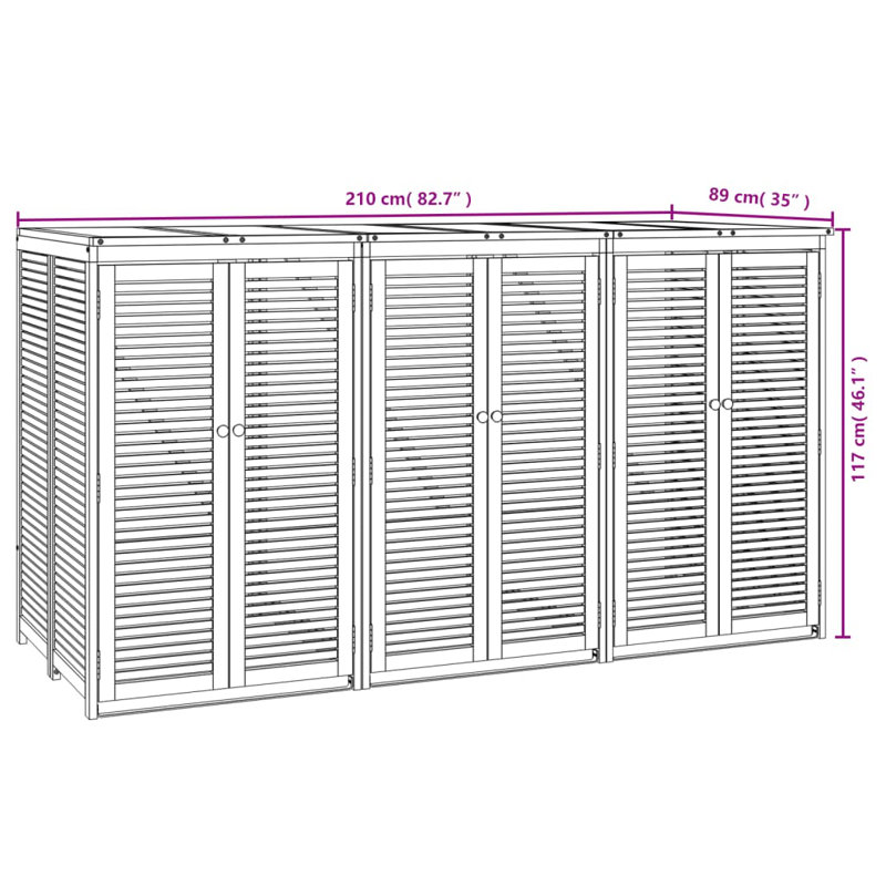 Bajan Wooden Triple Bin Store