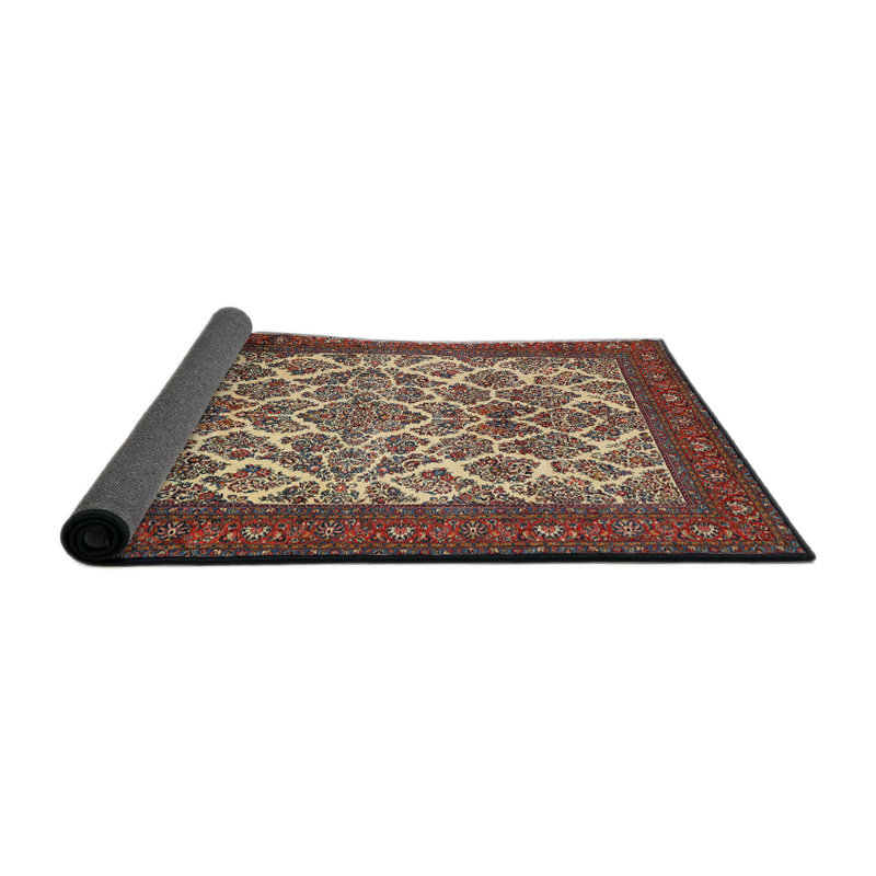 Tapis traditionnel beige / rouge Dhekelia, Rond 3 pi