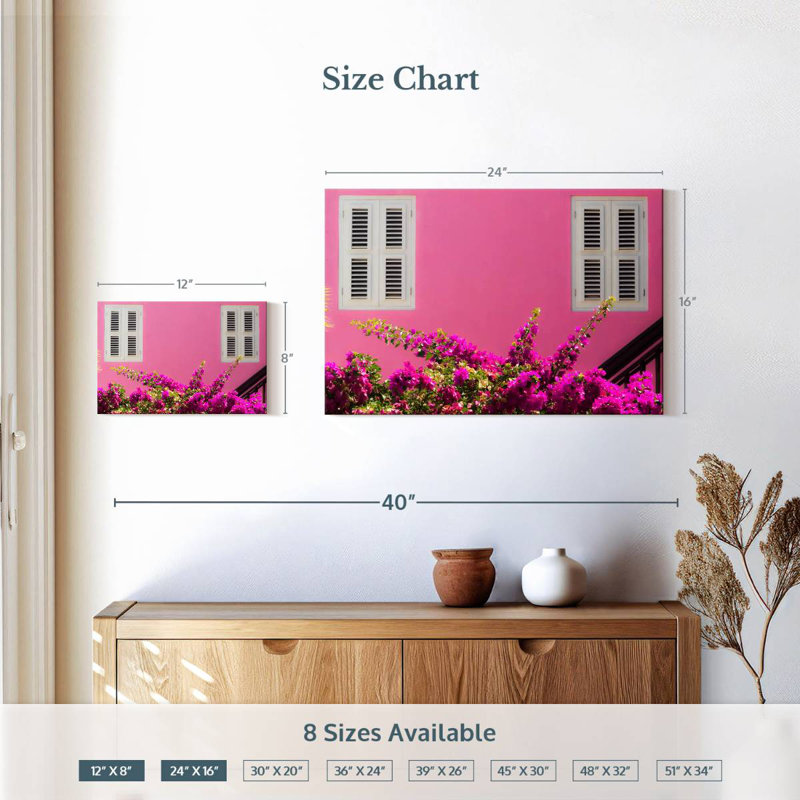 Lilie Bubble Gum Pink House, 16" H x 24" W