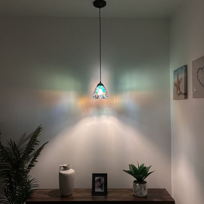 Shehan Tiffany Mini Hanging Lights Stained Glass LED Bulb Included H50"W6"