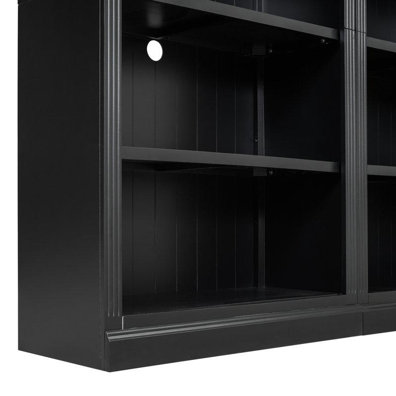 83.4" Tall Bookcase With Strip, 5 Wood Adjustable Shelves For /Books/Movies, Black Modern Storage Living Room/Study Area Bookshelf Organizer Room/Home Office