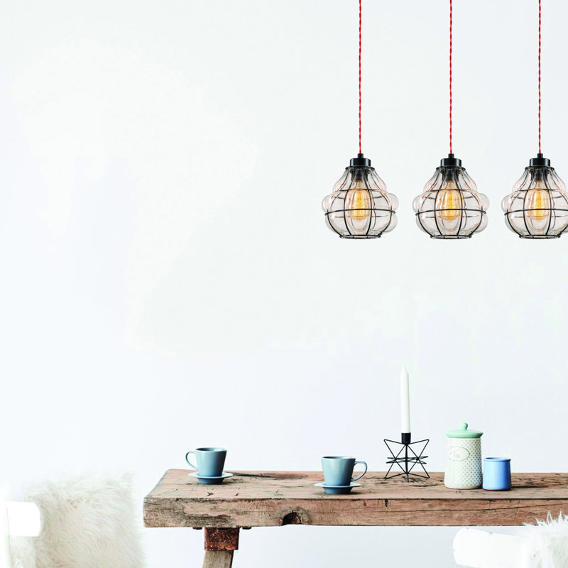 Luminaire suspendu géométrique à 3 lumières pour îlot de cuisine Margolis, Noir