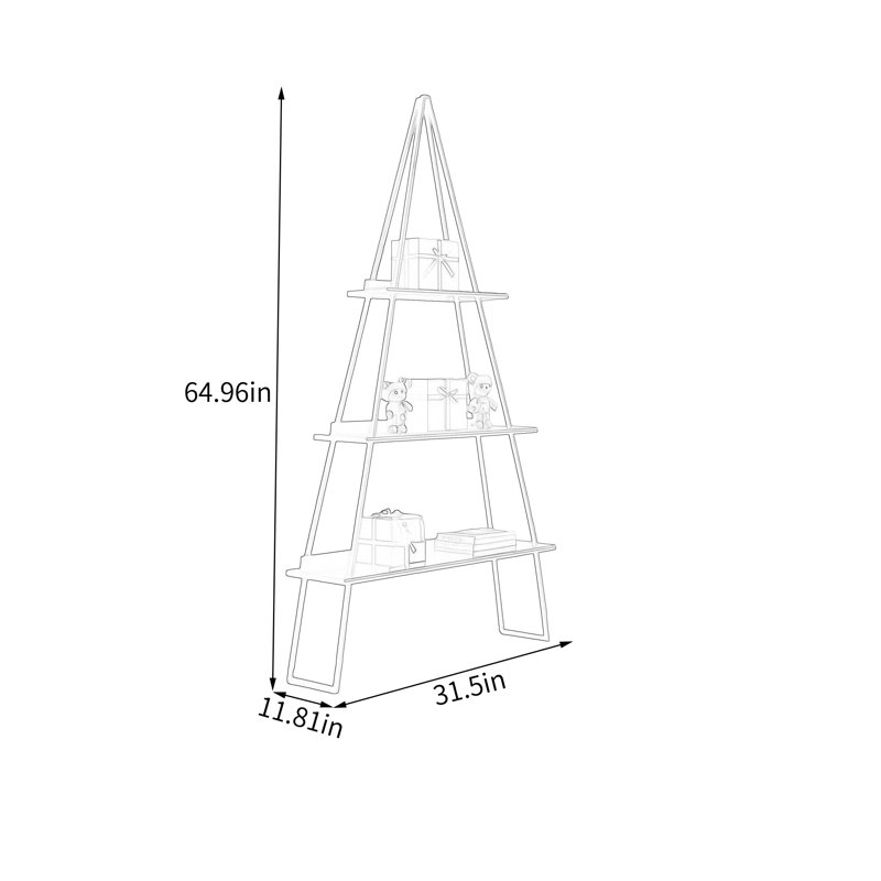 Tablette de présentation moderne triangulaire, Argent, (3 tablettes) H 64,96 po x l 31,5 po x P 11,81 po