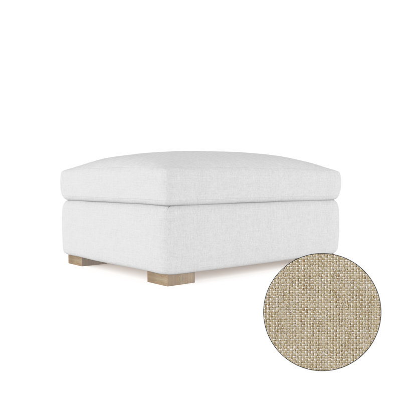 Crosby Ottoman, Plush Velvet Oyster, Dark Brown