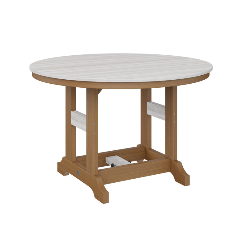 Garden Classic Outdoor Round Bar Table, Seashell, Natural Teak