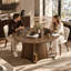 Ensemble de salle à manger 5 pièces de style traditionnel moderne avec table ronde sur pied central et 4 chaises rembourrées-2100986747