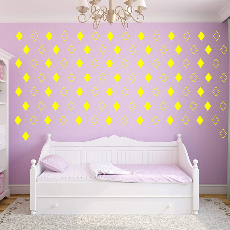 Adhésif décoratif losanges, H 4 po x l 2,5 po x P 0,7 po, Jaune