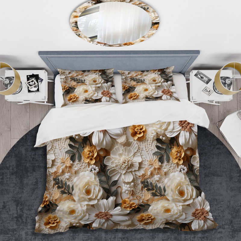 Ensemble de housse de couette Rustic Lace, Housse de couette pour grand lit et 2 taies décor