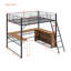 Lit mezzanine double en métal avec 3 couches de tablettes et bureau en L, noir