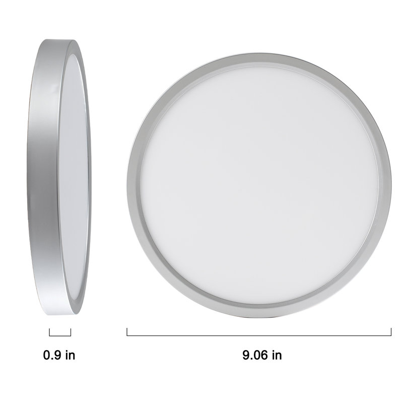 Plafonnier encastré Boncho, Argent, H 0,9 po x l 9,06 po x P 9,06 po