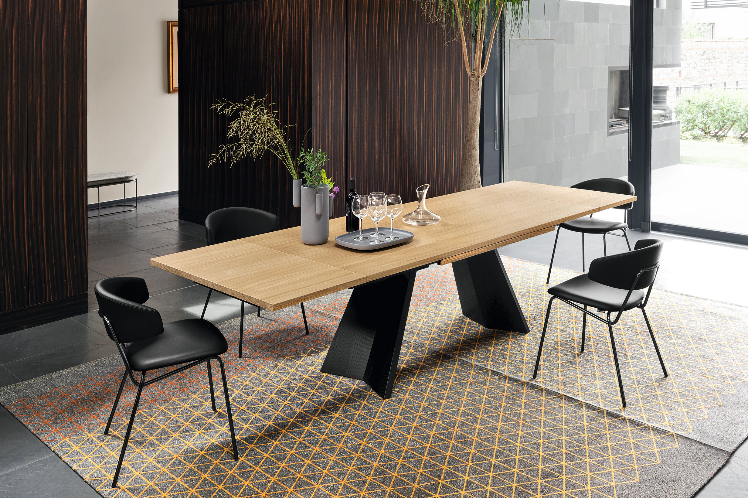 Calligaris Icaro Table with Extendable Rectangular Top and Wooden Base ...