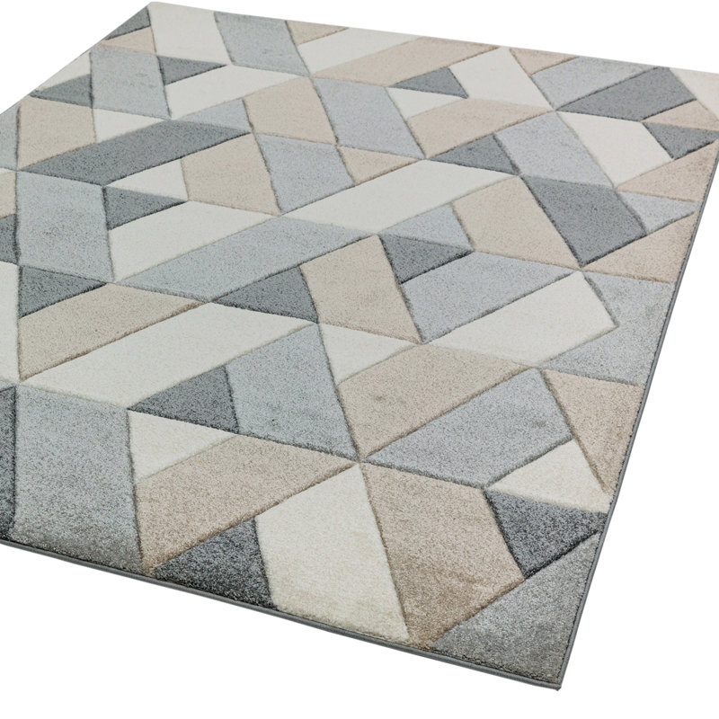 Sanjuan Rhombus Grey/Beige Area Rug, Rectangle 200 x 290cm