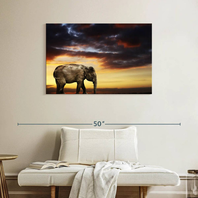 Elephant At Dusk, 26" H x 39" W