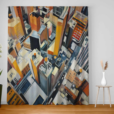 High Top View of Buildings in New York Blackout Curtains