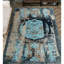 Hand Knotted Wool Oriental Area Rug in Turquoise/Gray/Black/Beige-2141386792