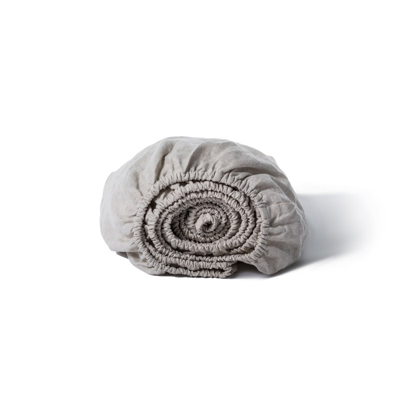 Stone Washed Pure Linen Fitted Sheet and  Matching Pillowcases, 3pcs, Queen Fitted Sheet with 2 Pillowcases